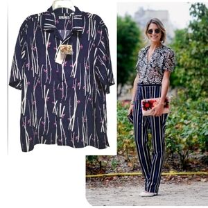 Uniqlo Cherry Blossom Patterned Short Sleeve Button Down Shirt Unisex